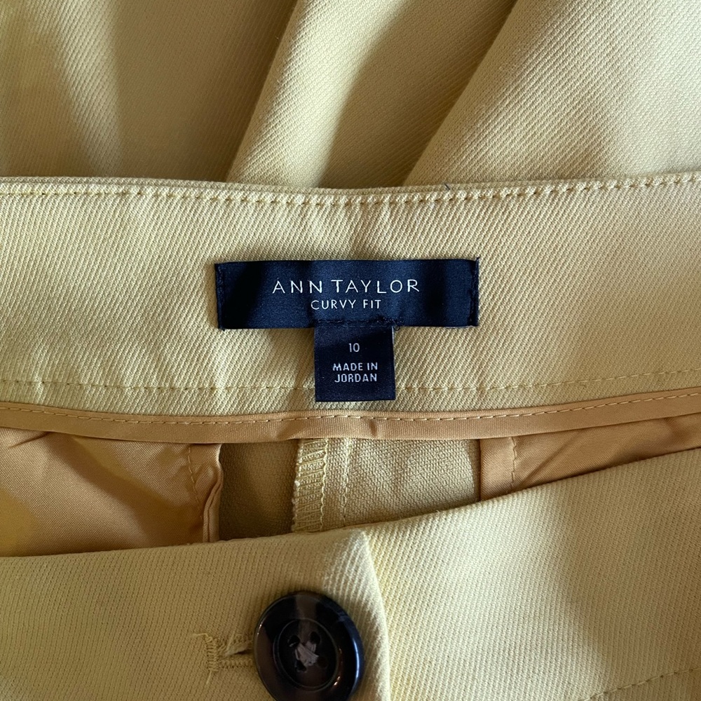 Ann Taylor Yellow Cropped Wide-Leg Pants - Picture 3 of 8